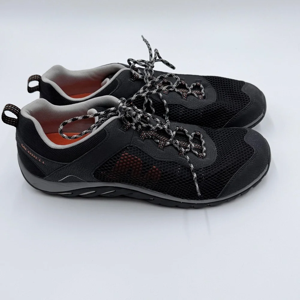 Merrell Mens J289763C Hiking Shoes Black Grey Orange Mesh Trail Sneakers Size 15